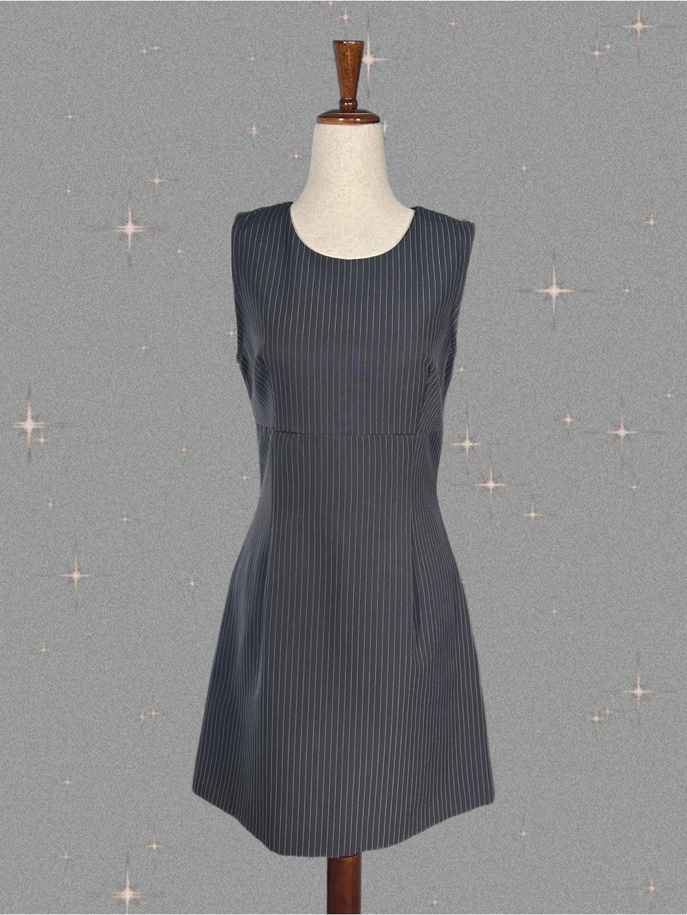 Sleeveless Gray Pinstripe Mini Dress